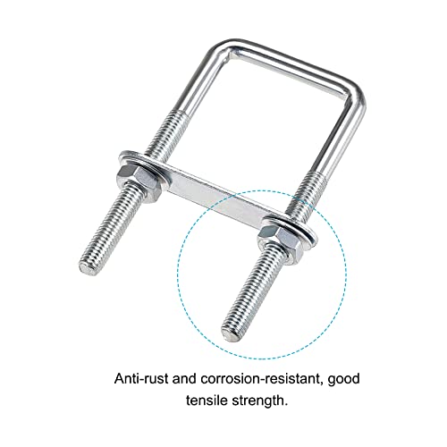 Image of METALLIXITY U Bolts 2 Sets (M8x40x100mm), Square U Bolt Carbon Steel with Accessories - for Construction, Pipe