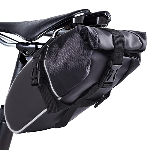MASPODER Bolsa Sillin Bicicleta, Gran Capacidad Máxima 2.3L Impermeable Profesional Bolsa Herramientas, Ciclismo Accesorios para MTB Bici Carretera Montaña