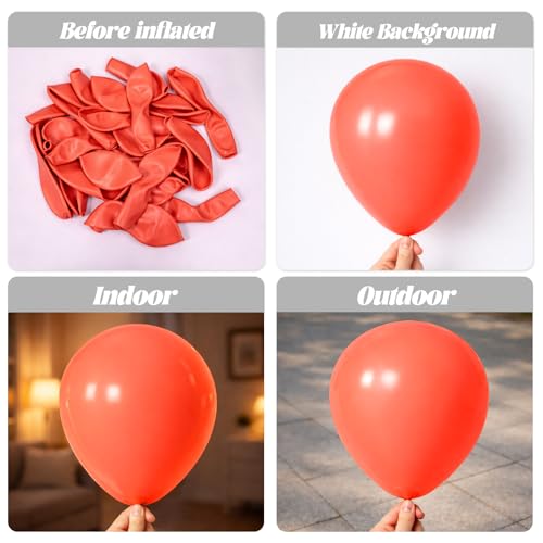 Image of Voircoloria 90pack Coral Red Balloons Different Size 18 /12 /10 /5 Inch Coral Red Balloon Garland Arch Kit for Graduation, Wedding, Birthday, Princess Theme Party, Valentine's Day Party Decorations