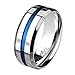 Produktbild Mianova Herren Band Ring Bandring Edelstahl poliert Zwei Ton Silber mit blauen Inlay Männer Biker Rocker massiv breit Herrenring Größe 68 (21.6)