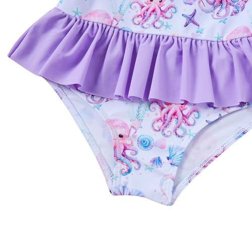 Image of Vieille Toddler Little Girls One Piece Swimsuits Ruffles Bathing Suits Mermaid Dinosaur Swimwear 2-7T