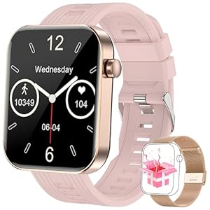 FILIEKEU Sports Smart Watch Men Women (Answer/Make Call) 1.96″ Fitness Tracker Heart Rate Monitor 100+Sport Modes Activity Trackers IP68 Waterproof Smartwatches Man for Andriod iPhone Pink