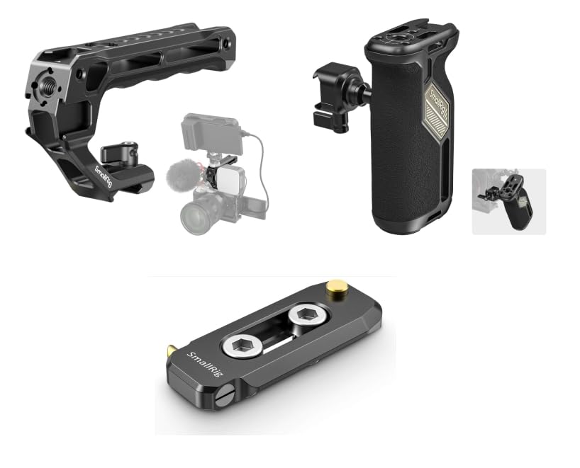 Image of SmallRig Push-Button Rotating NATO Side Handle for Left and Right Hand Lightweight NATO Top Handle and Quick Release NATO Rail