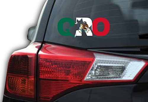 Queretaro Letters Decal Car Window Laptop Map Vinyl Sticker Mexico Qro (Mexican Flag, 3.5" x 9")