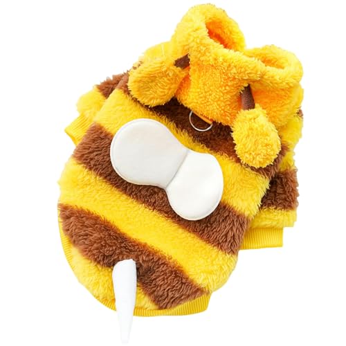 MYLLJBD Hundemantel Bienenkostüm mit Kapuzenpullover für Haustiere, Halloween-Kostüm und Kleidung für Katzen-Bienentransformation-S