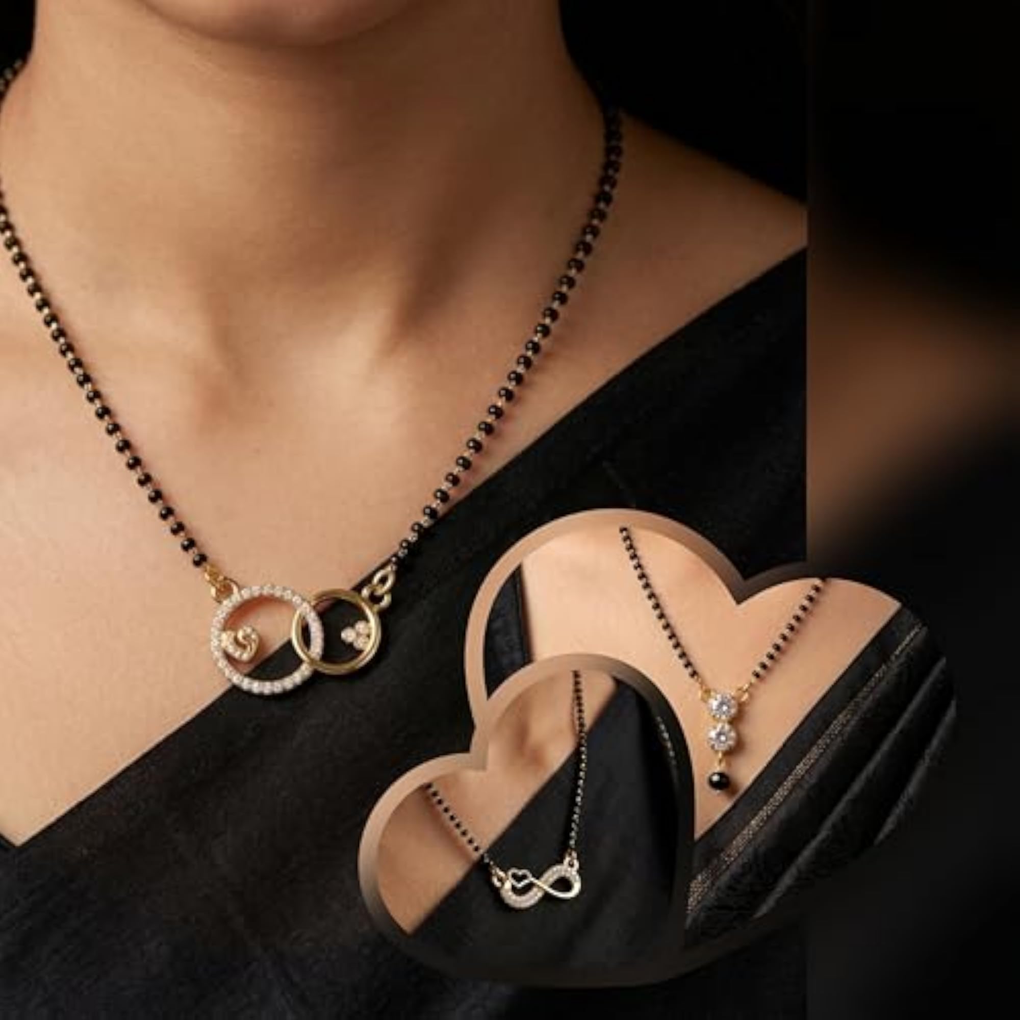 Gold-Plated Infinity & Pendant Mangalsutra with Beads Chain