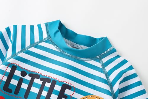 AIWUHE Toddler Boys Swimsuit Set Rash Guard Boys' Swimwear Two Piece Bathing Suit and Swim Trunk with Hat UPF 50+ 3-8Y3