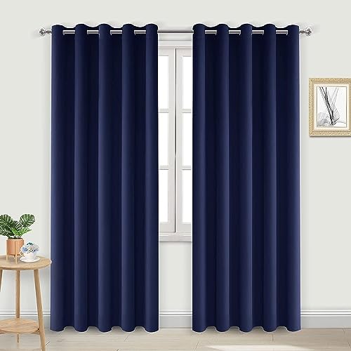 Image of DWCN Blackout Curtains 60 Inch Wide for Bedroom 60Wx84L Navy Blue 2 Panels