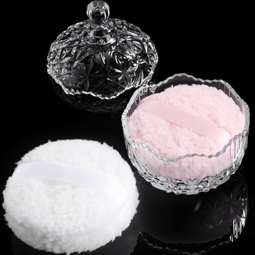 3 Pcs Large Body Powder Puff and Container, Powder Container with Puff