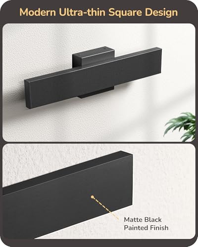 Image of EDISHINE 2 Pack LED Outdoor Wall Lights, 15.7 inch Modern Black Outdoor Sconce