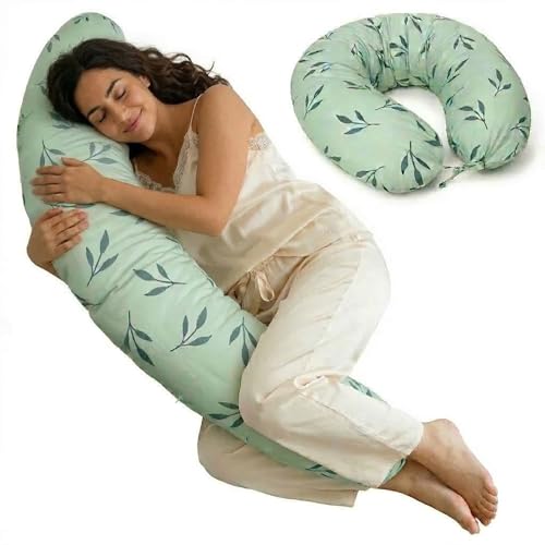 MaiaNatur Cojin de Lactancia XXL 180 cm – 100% Algodón Oeko-Tex – Cojin Embarazada de Alta Densidad con Soporte Firme y Ergonómico – Almohada para Embarazadas