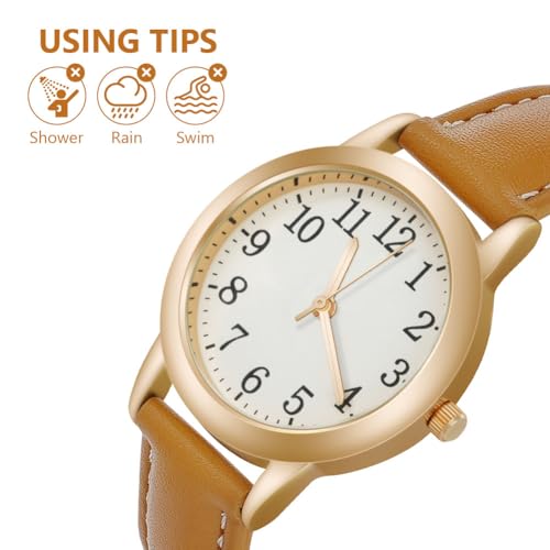 Vicloon Damenuhr, Damen Analog Quarz Uhr mit Leder Armband, Uhren Damen Einfache Business Klassische Armbanduhr Lässig Quarzuhr Kleideruhr – Bild 5