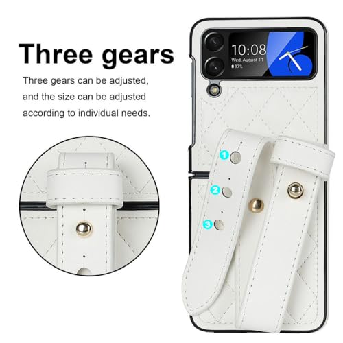 Étui de téléphone antichoc Samsung Z Flip 5 coque cuir dragonne blanche Galaxy Z Flip 3 - 2