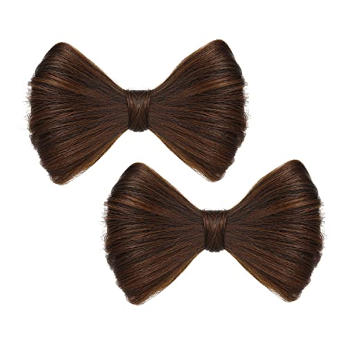 Mollensiuer 2Pcs Bowknot Wig Clips With Fake Hair Buns For Party Hair Styling - Decorative Barrette Hairpieces And Accessories For Women cover