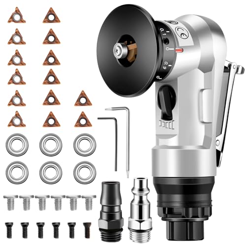 Image of Pneumatic Chamfering Tool, 30000 RPM Air Chamfer Tool with 6 Bearings & Complete Screw Kit for Deburring & Beveling, Includes 8 C & 6 R Blades, 45, 1 /4 inch Air Inlet for Metal, Wood, PVC, Acrylic