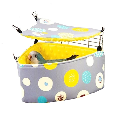 Parrot Cockatiel Warm House Bird Nest Bed Hanging Hammock Birds Sleeping Bed Parrot Hideway Bed Fleece Washable for Parrot Parakeet Cockatiels Budgies Lovebird (Small,Grey)