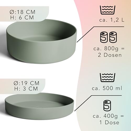 ne&no® Silikon Hundenapf 1200 ml mit Deckel für kleine und mittelgroße Hunde | im Kühlschrank luftdicht verschlossen | Futternapf Hund rutschfest | Fressnapf Hund Set