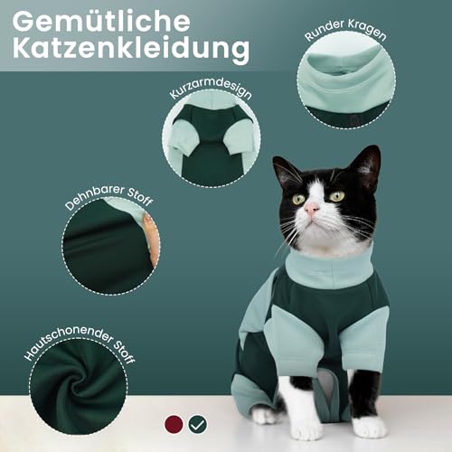 OUOBOB Beruhigungsgeschirr für Katzen, Anti-Stress Weste mit Reißverschluss, Angsthemd für Katzen bei Feuerwerk & Reisen, Blau M