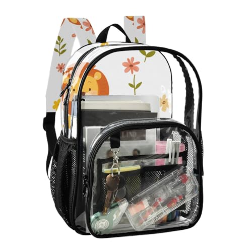 Sac à dos transparent scolaire motif lions pour filles et femmes