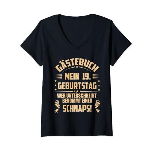 Mujer Libro de visitas para cumpleaños número 19 años Camiseta Cuello V