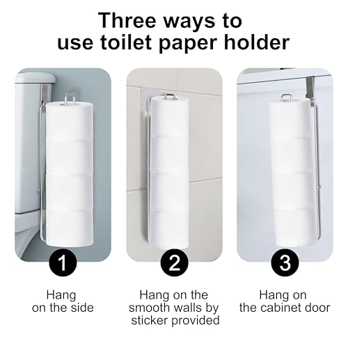 EstZMB Toilet Paper Holder for 4 Rolls Tissue, Over The Tank Toilet Paper Holder, Stainless Steel Rustproof Toilet Paper Storage Wall Mount, fo Bathroom Storage and Organization, Silver, 1 PC