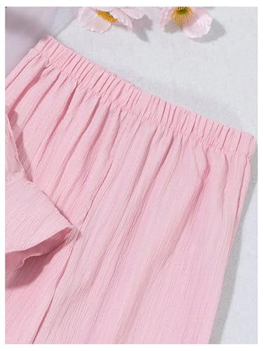 Image of SweatyRocks Girl's 2 Piece Outfits Ruffle Halter Sleeveless Top and Elastic High Waisted Pants Set