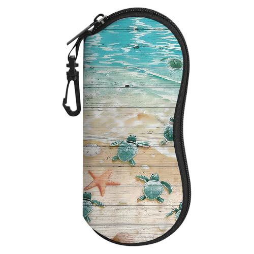 Image of Sunglasses Soft Case, Cute Ultra Light Portable Neoprene Zipper Eyeglass Glasses Case with Belt Clip for Men Women