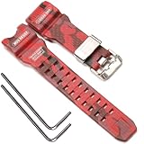 Resin Watch Accessories Compatible with Casio G-shock GWG-1000 GWG1000 Mudmaster Men's Strap Sport Waterproof Replacement Bracelet (Camo Red)