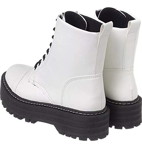 Coturno Lumiss Plataforma Tratorado (37, Sintético branco)