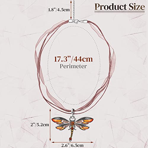 Mtlee Dragonfly Necklace 3 Pieces Bohemian Dragonfly Jewelry For Women Colorful Enamel Dragonfly Pendant Vintage Ethnic Multilayer Chain (Red, Brown, Black) #TOP1