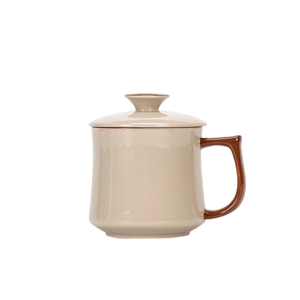 Tazas de café y té de cerámica gris con tapa para el escritorio laboral