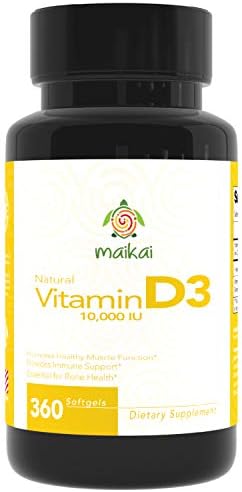 Vitamin D 10000 iu Supplement - Vitamin D3 for Increased Immune Support, Healthy Muscle Function and Healthy Teeth & Bones (360 Softgels)