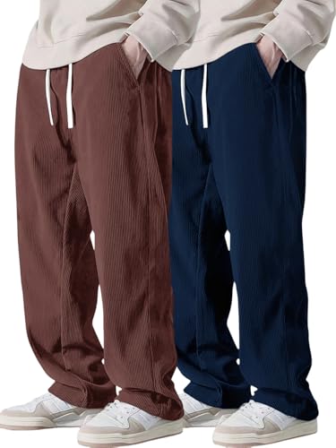 Image of Pinkmint Men's Poly-Lycra Loose Fit Trousers, Korean-Style Casual Pants with Side Pockets, Comfortable Travel (Available in Plus Sizes)