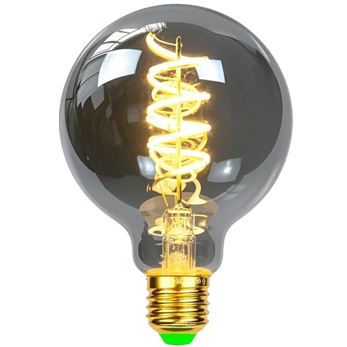TIANFAN LED-Lampen Vintage Glühbirne 4W Dimmbares Rauchglas 2700K Warmweiße Edison-Schraube E27 Sockel 220 / 240V Dekorative Lampen (G80)