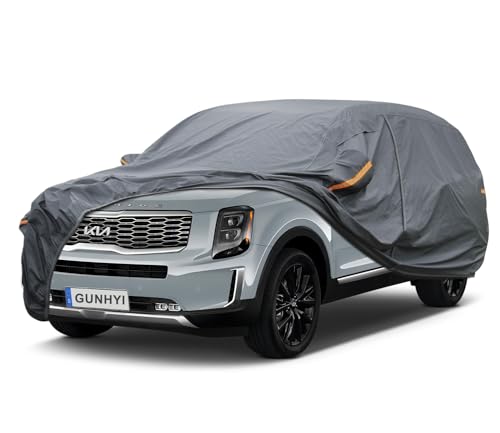 Image of GUNHYI Premium Car Cover Custom Fit Kia Telluride, 16 Layers Heavy Duty Car Cover Waterproof All Weather with Zipper Door for Sun Rain Snow Dust Uv Protection