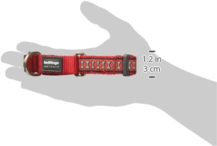 Red Dingo Martingale Reflective Bones 20mm Choke Collar, Red, Medium/Large