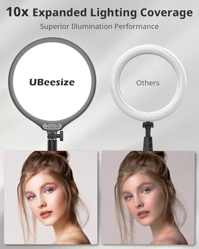 Image of UBeesize 10.5in Laptop Ring Light with Stand and Phone Holder for Desk, Zoom Lighting for Computer, Video Recording, Streaming, Video Conference, Video Calls
