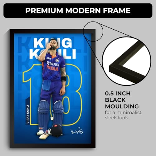 Image of Virat Kohli Poster | Framed King Kohli 18 Wall Art | Indian Team Edition | Cricket Legend | Premium Sports Decor for Cricket Fans | Motivational Wall Poster | Virat Wall Poster for Room (F 149)