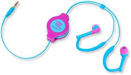 ReTrak ETAUDWPKBU Retractable Ear Buds for iOS and Android Devices, Neon Pink/Blue