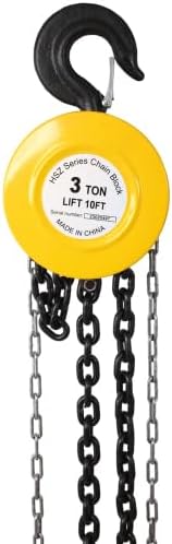 LuckyNote Chain Hoist 4400lbs 2T Capacity 10ft with 2 Heavy Duty Hooks,Manual Chain Hoist Steel Construction (Black)