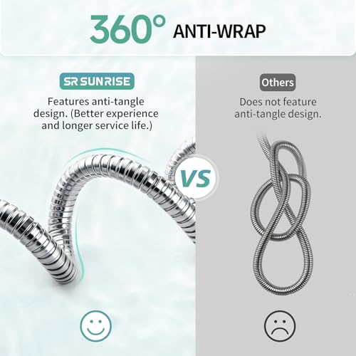 Image of SR SUN RISE Flexible 304 Stainless Steel Shower Hose, 96 Inch, Chrome