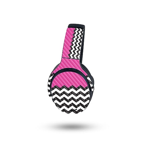Image of MightySkins Carbon Fiber Skin Compatible with Skullcandy Crusher ANC 2 - Hot Pink Chevron | Protective, Durable Textured Carbon Fiber Finish | Easy to Apply