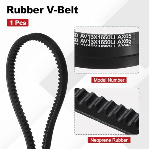 Image of AX65 Belt, Raw Edge Cogged Industrial Rubber EPDM V-Belt, Pack of 1 | 1 /2 inch(13mm) Width x 65 inch(1650mm) Inside Circumference x 5 /16 inch(8mm) Height