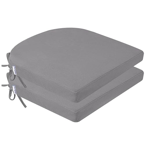 PRIMEPATIO Seat Pad for Dining Chair Set of 2, Patio Chair Cushions with Ties for Garden Kitchen, U-Shape Foam Comfortable Seat Pad for Indoor Outdoor, 45 x 45cm, Light Grey - Cosy Home Interiors PRIMEPATIO Seat Pad for Dining Chair Set of 2, Patio Chair Cushions with Ties for Garden Kitchen, U-Shape Foam Comfortable Seat Pad for Indoor Outdoor, 45 x 45cm, Light Grey