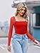 Avidlove Women's Square Neck Mesh Long Sleeve Bodysuit Shirts Ruched Body Suit Sexy Sheer Tops Date Night Outfit