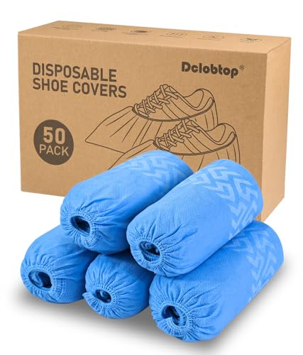 Shoe Covers Disposable Non Slip - 50pack Recyclable Blue Shoe Covers, Shoe Covers for Indoors Disposable-Fits Up To 11 US Men and 12 US Women Size