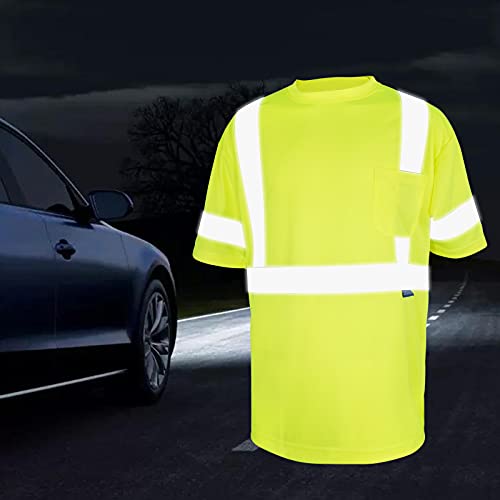 Lx Reflective Safety Shirt Short Sleeve High Visibility Reflective Breathable Unisex Fast Dry T Shirt For Work Warehouse Cycling Construction Running Class 3(Yellow-3Pcs, Xxl) #TOP6