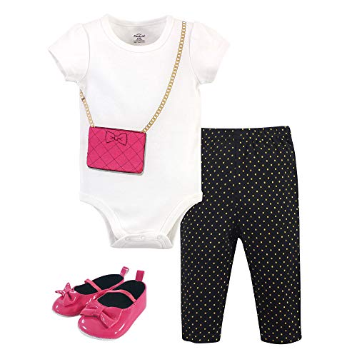 Image of Little Treasure Unisex Baby Cotton Bodysuit, Pant and Shoe Set