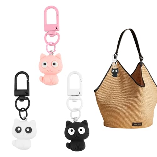 3 peças chaveiro de gato pingente chaveiro para chaves decoração bolsa bolsa moda joias para mulheres casais presente