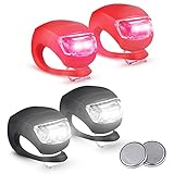 Molbory Kinderwagen licht Silikon, 4 Stück Kinderwagenlicht, Wasserdichte LED Silikonleuchten mit mit heller LED und 3 Leuchtfunktionen